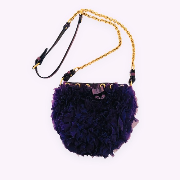 LIKE NEW Juicy Couture Silk Chiffon & Leather Pouchette Bag - Picture 6 of 12